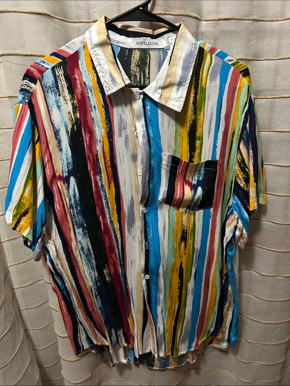 MISSLOOK Multicolor Striped Brushstroke Button-Down Shirt